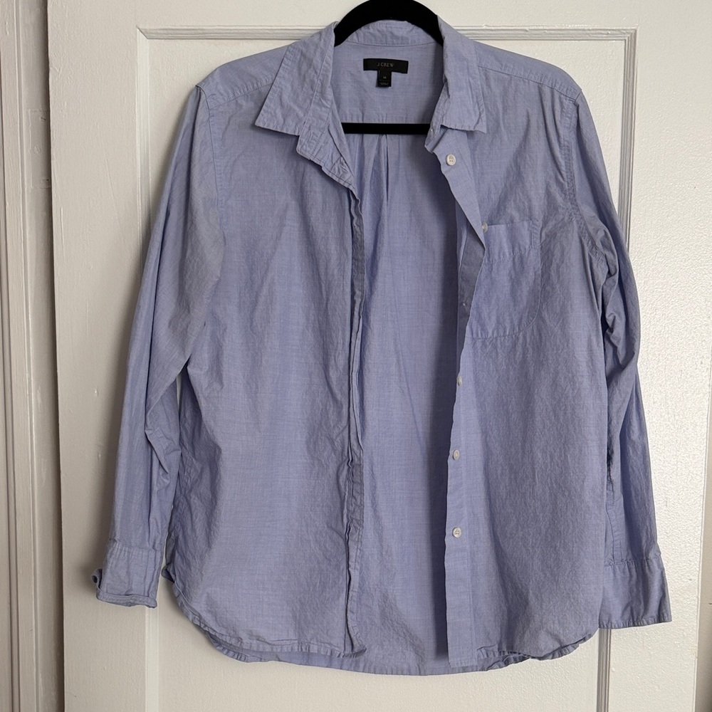 J Crew Classic Poplin Light Blue Button-Up Shirt